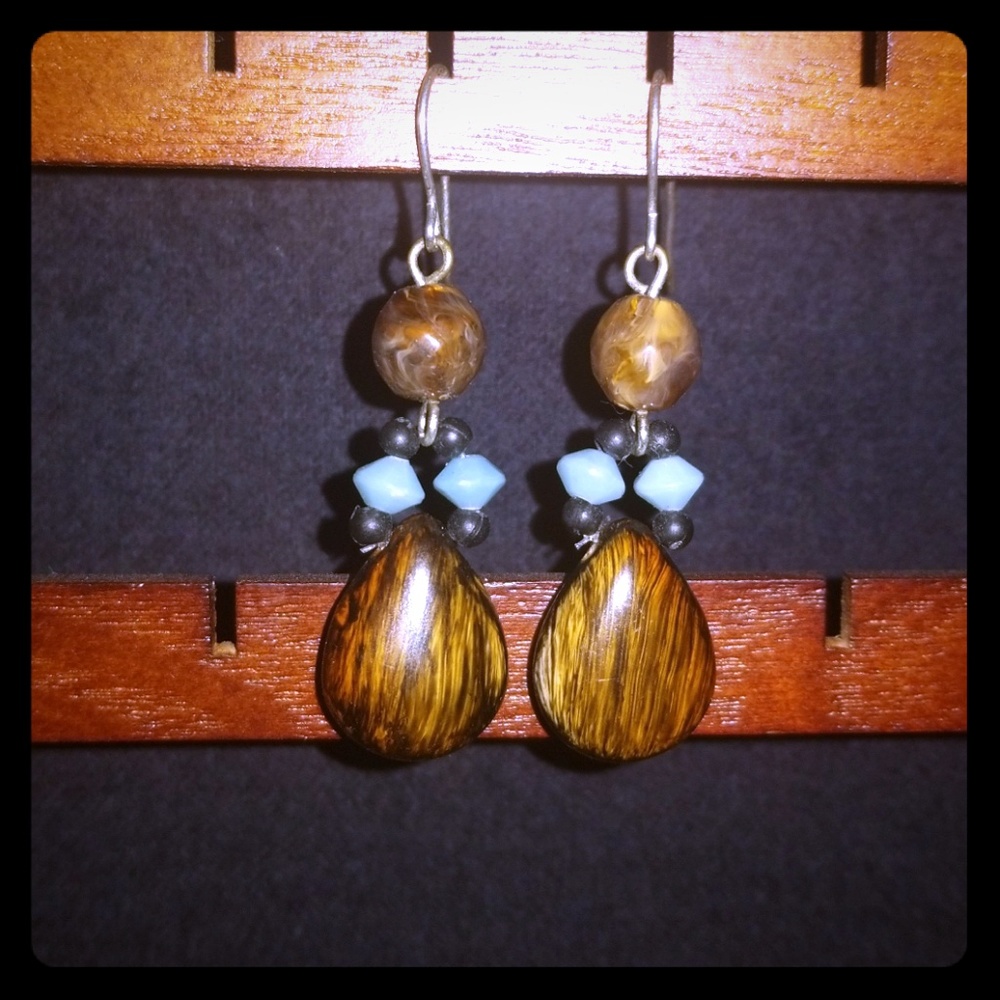 Unique wood earrings